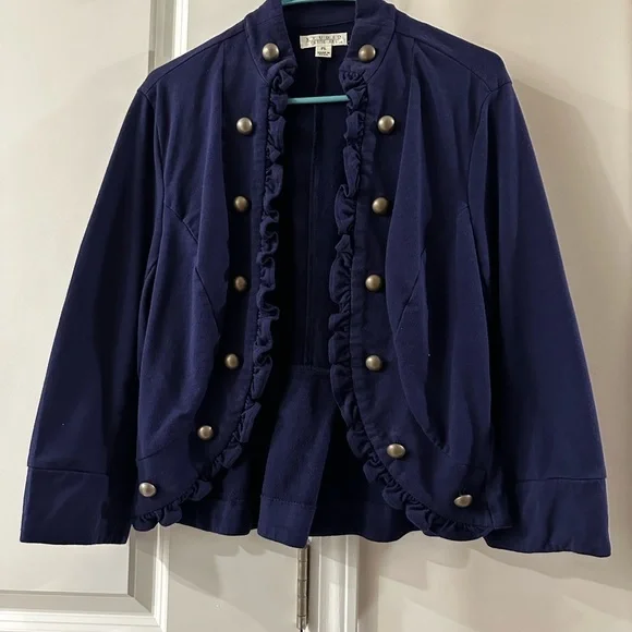 Navy Ruffle Jacket - Picture 2 of 8